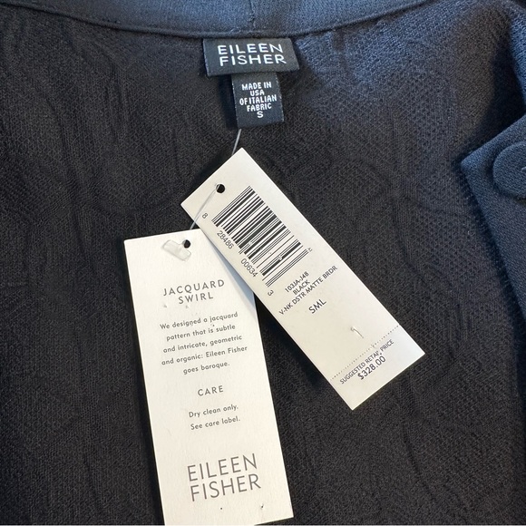 Eileen Fisher Black Jacquard Swirl Single Button Duster Long Cardigan Small NWT - Picture 9 of 12